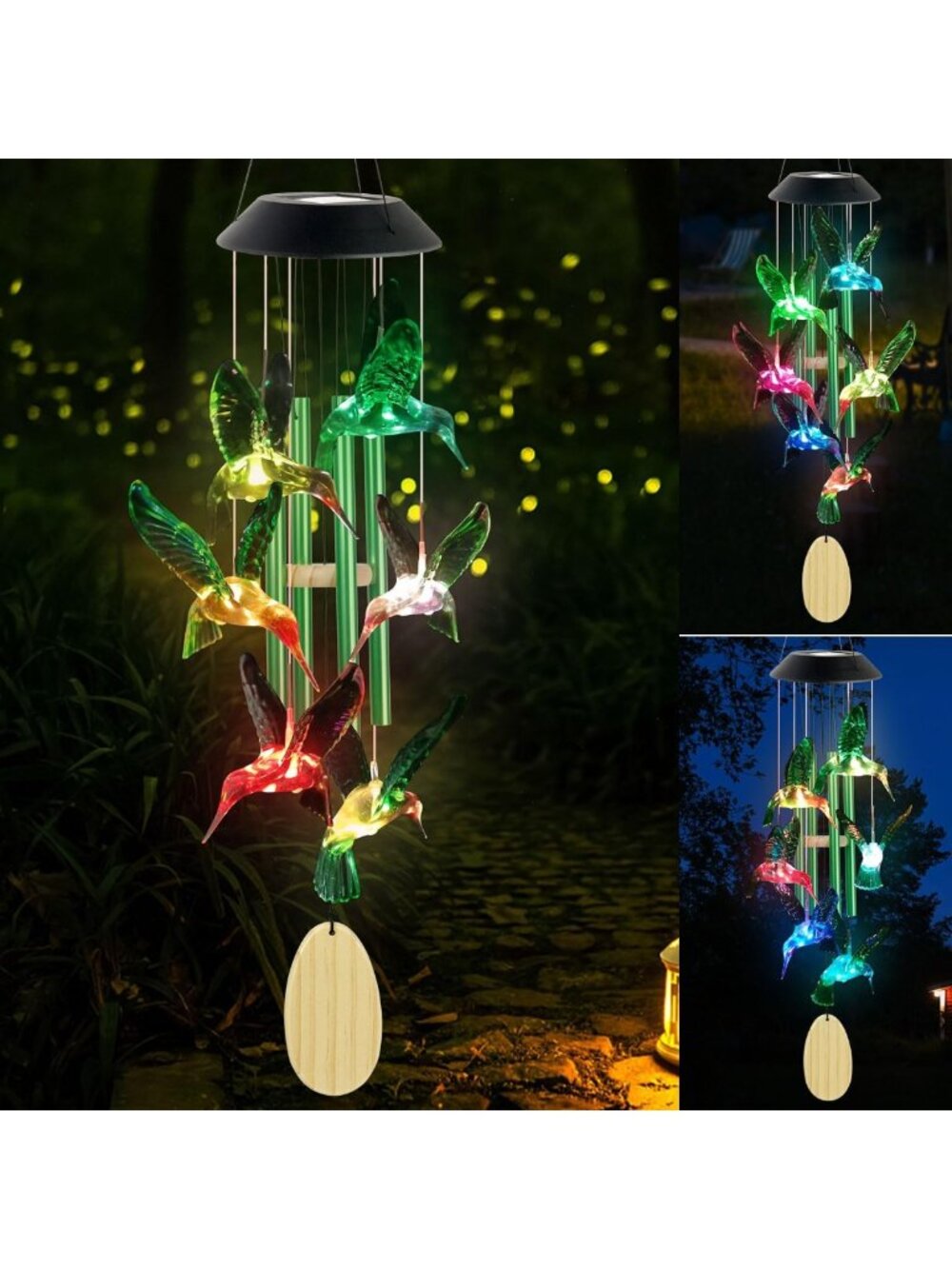 Solar Hummingbird Wind Chimes for Outdoor Decor - Perfect Gift for Garden Lovers
